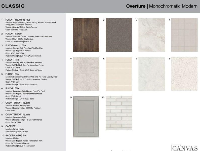 18230 Torchbearer Lane design selections. Home is currently under construction and selections are subject to change.