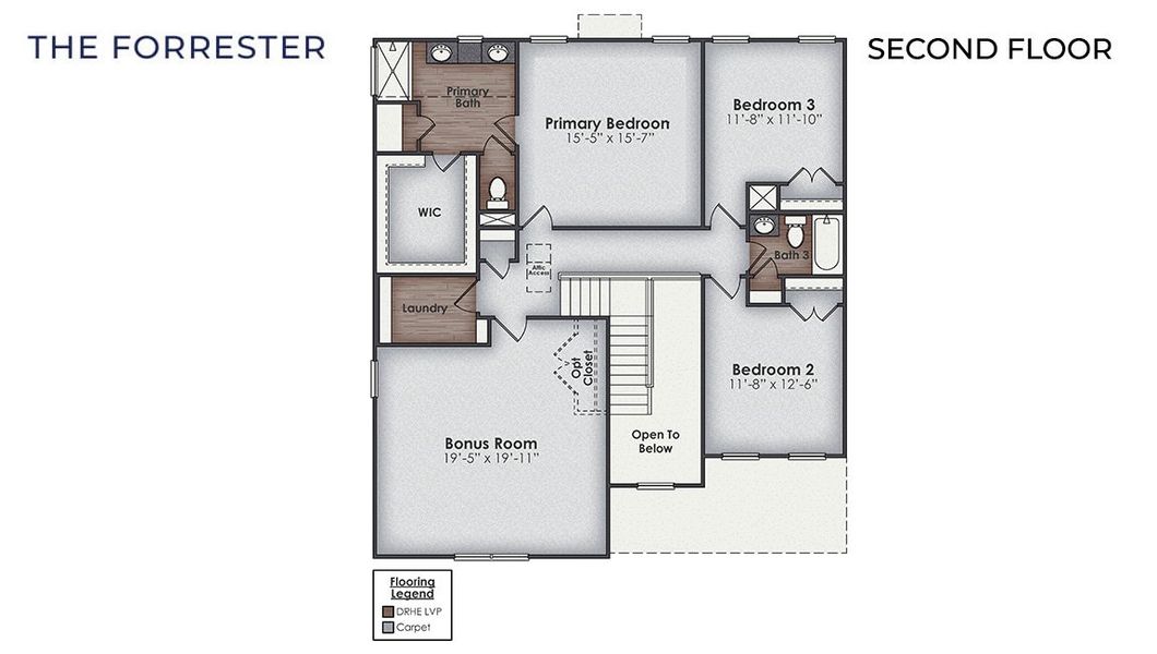 2D floor plan layout of this home in Indigo Preserve, Leland, NC (Image 4).
