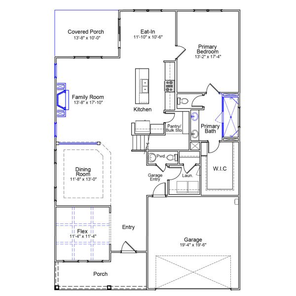 2D floor plan layout of this home in Gates at Windermere, Blythewood, SC (Image 4).