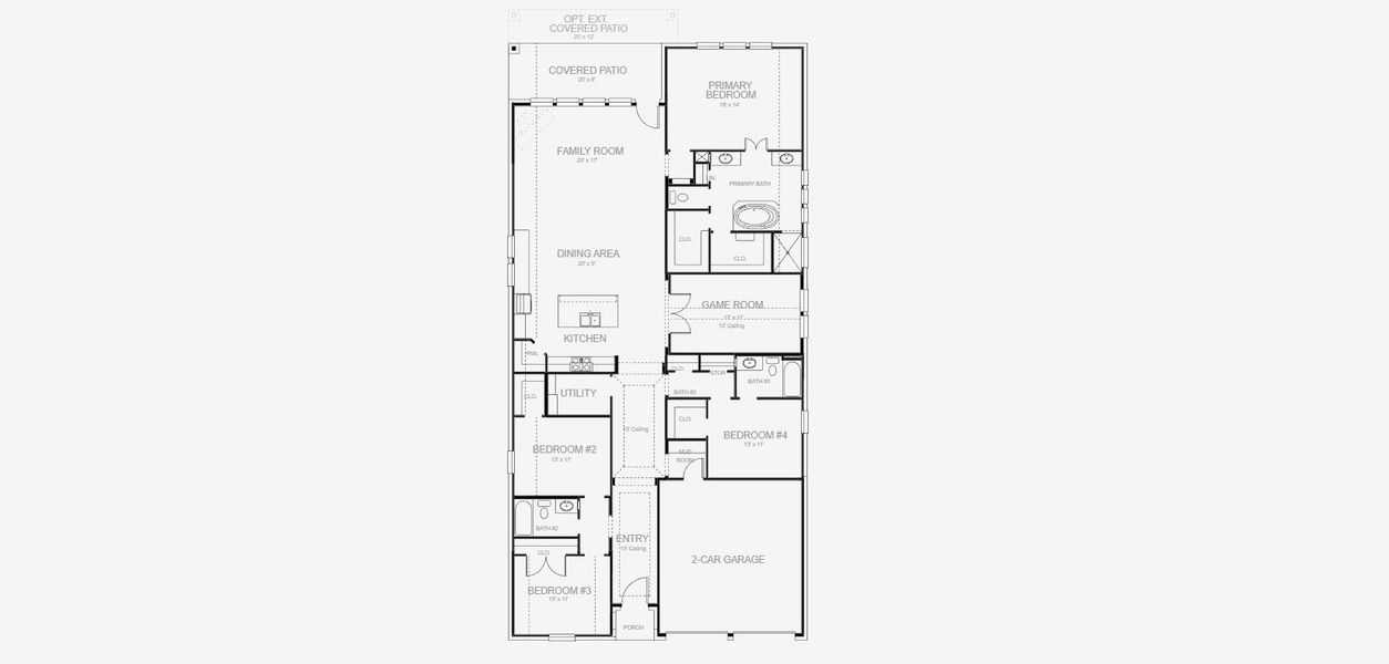 2D floor plan layout for the 2545W by Perry Homes in Walsh Ranch 50', Aledo, TX (Image 5). 2D floor plan layout for the 2545W by Perry Homes in Walsh Ranch 50', Aledo, TX (Image 5).