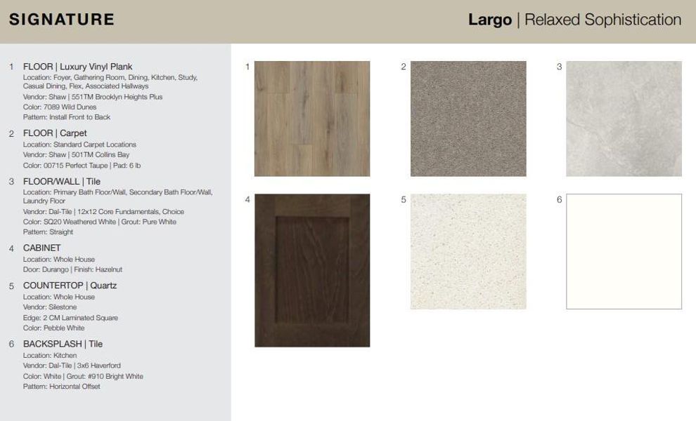 9727 Avalon View Drive design selections. Home is currently under construction and selections are subject to change.