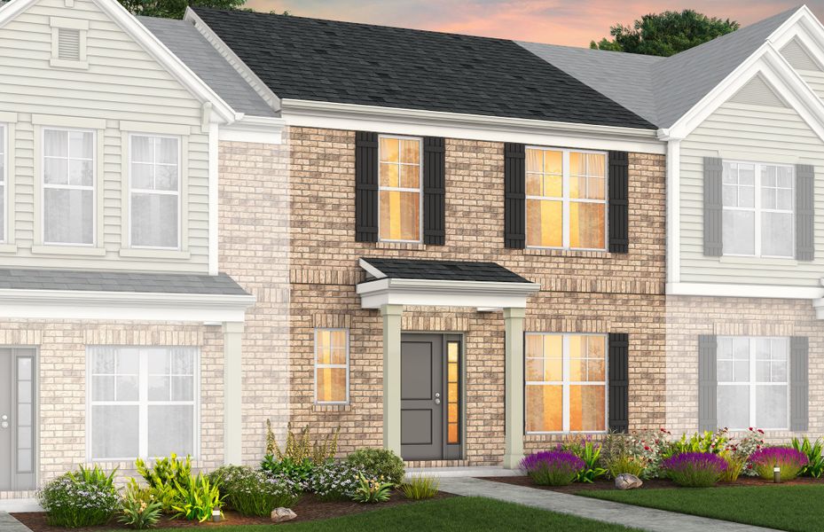 Front exterior of a new home in Riverstone, Monroe, NC, highlighting curb appeal (Image 26).