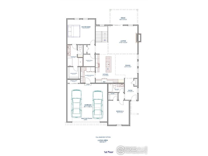 2D floor plan layout of this home in Cottages at Kelly Farm, Greeley, CO (Image 5).