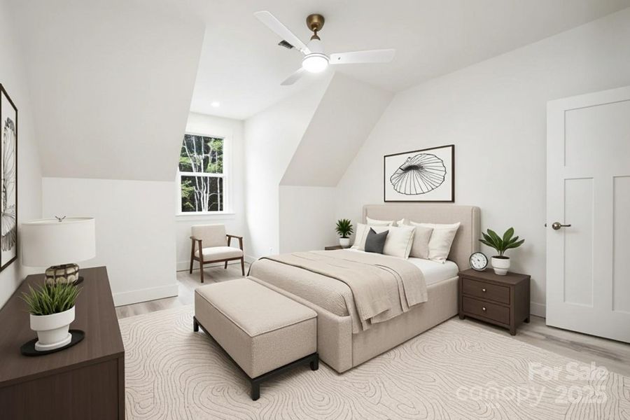 Upstairs bedroom (virtually staged) Upstairs bedroom (virtually staged)