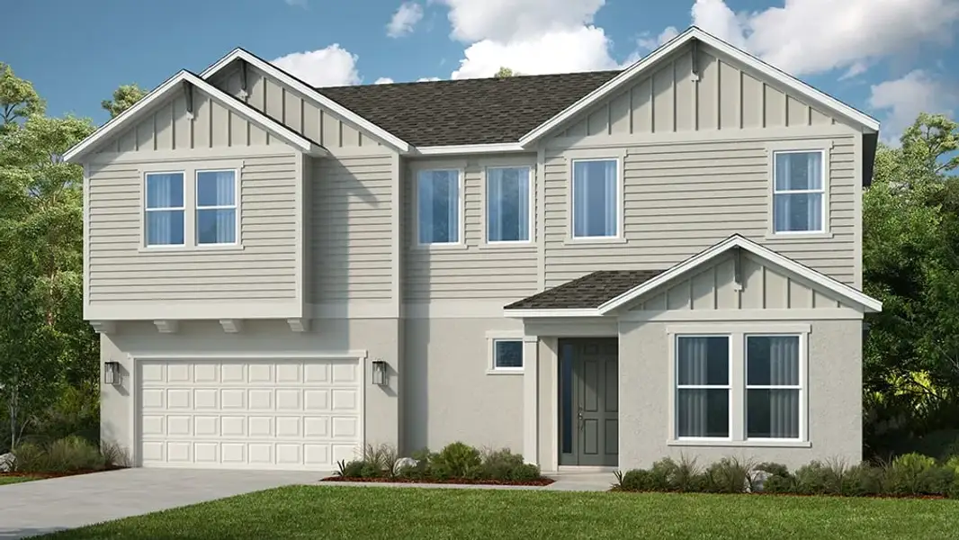 Representative exterior photo of a completed home built from the Vilano by Taylor Morrison in Azure at Solaeris, Port St. Lucie, FL (Image 3).