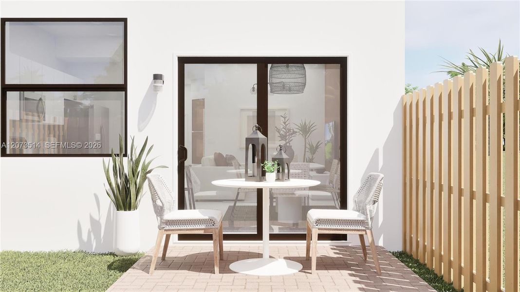 Exterior details and patio area of a home in Pineland Crest, Miami (Image 2).
