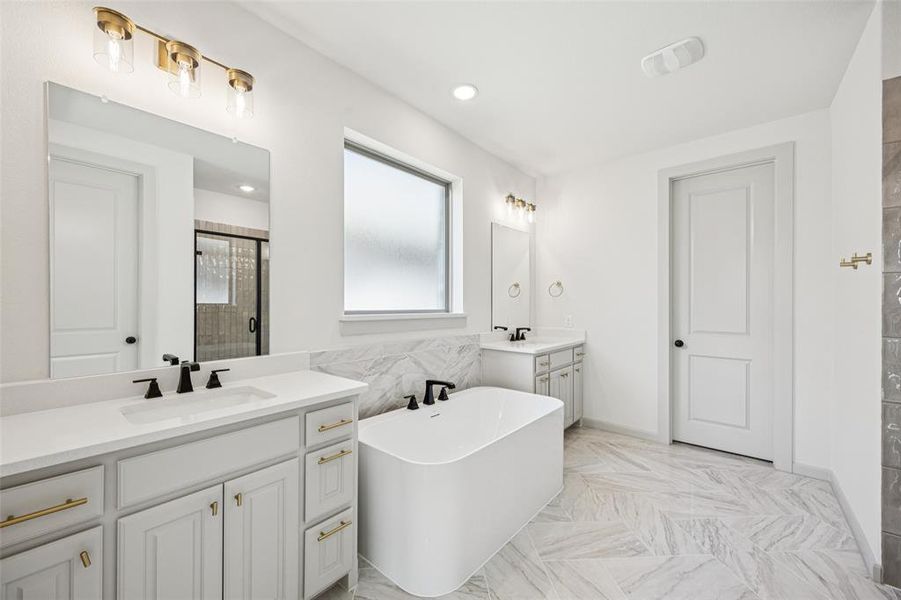 Plenty of space for two in this wonderful owner's bath.