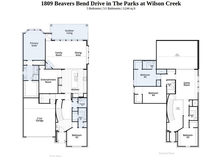 2D floor plan layout of this home in The Parks at Wilson Creek, Celina, TX (Image 3).