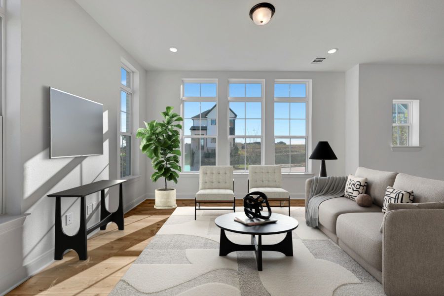 Furnished interior view inside a new home in Painted Tree Woodland West – Village, McKinney (Image 5). Furnished interior view inside a new home in Painted Tree Woodland West – Village, McKinney (Image 5).
