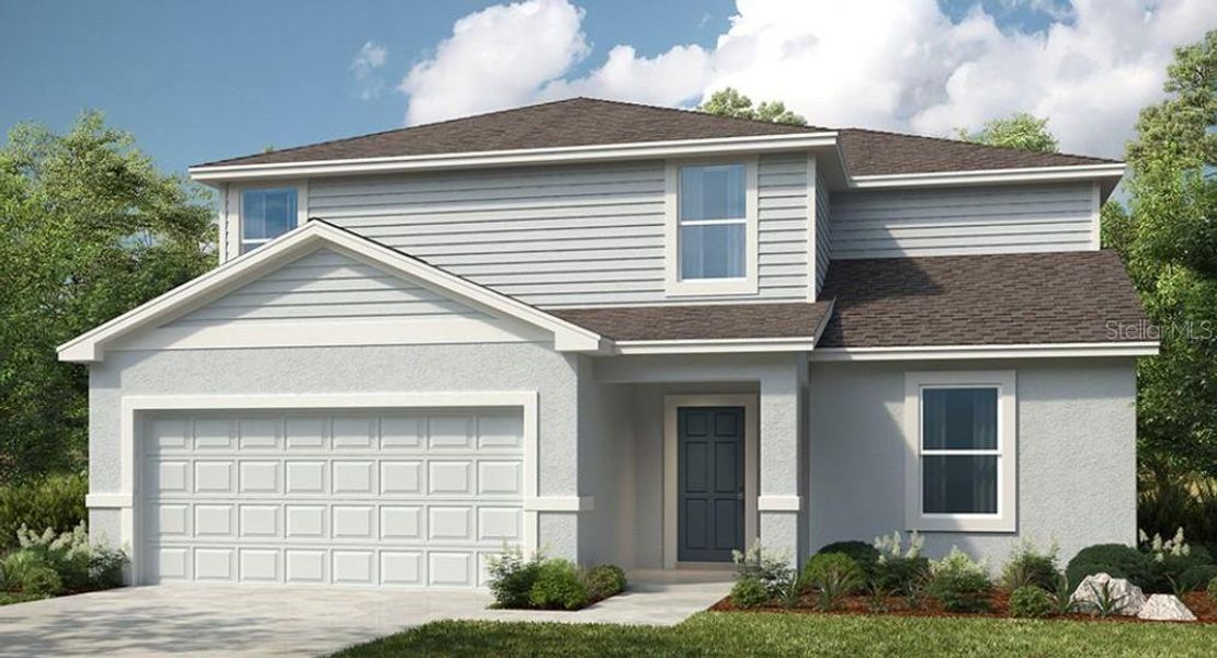 Front exterior of a new home in Waterstone, Groveland, FL, highlighting curb appeal (Image 1). Front exterior of a new home in Waterstone, Groveland, FL, highlighting curb appeal (Image 1).