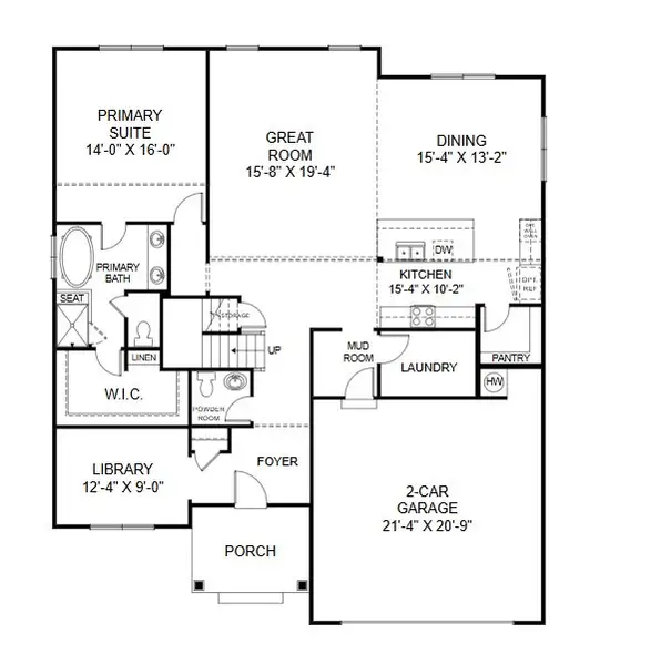 2D floor plan layout for the Roanoke by Caruso Homes in Lancaster Hwy, Waxhaw, NC (Image 3).