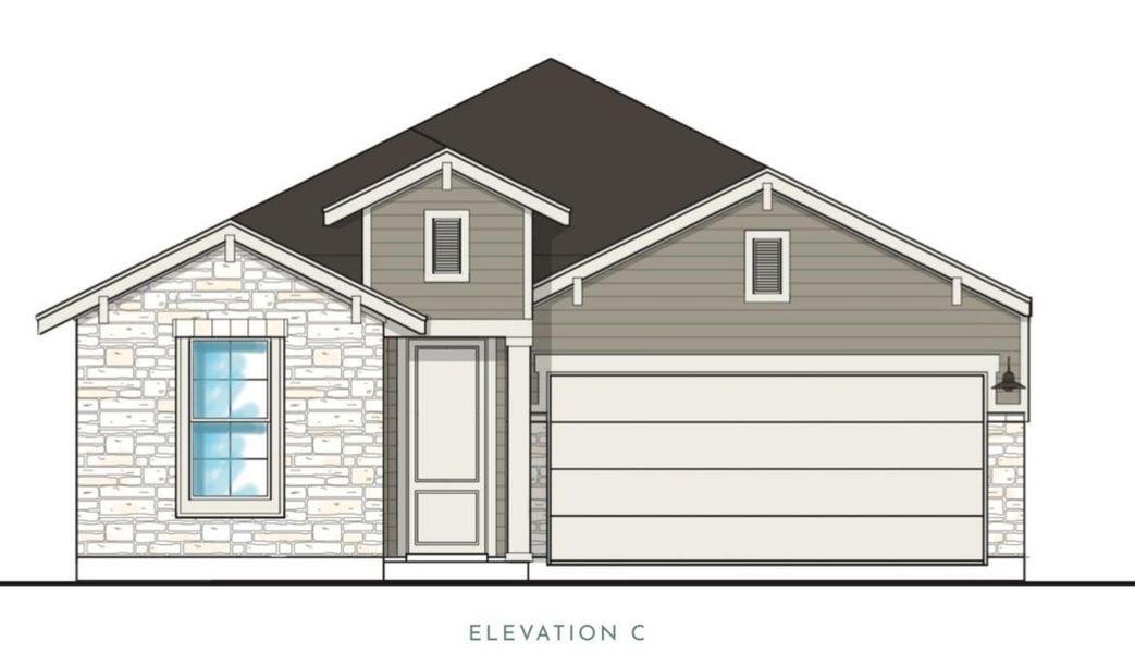 Front exterior of a new home in Wellspring, Round Rock, TX, highlighting curb appeal (Image 9). Front exterior of a new home in Wellspring, Round Rock, TX, highlighting curb appeal (Image 9).