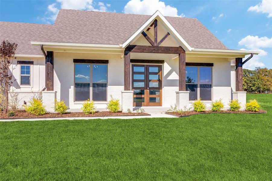 Front exterior of a new home in Parker Ridge, Weatherford, TX, highlighting curb appeal (Image 19).