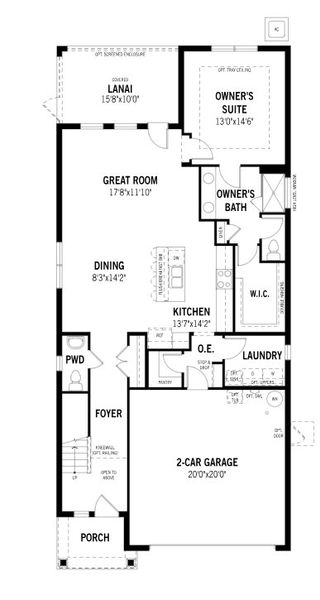 2D floor plan layout for the Brookstone by Mattamy Homes in Crosswind Ranch, Parrish, FL (Image 4).
