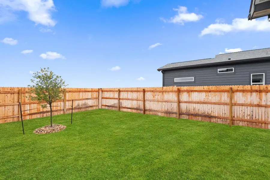View of fenced backyard