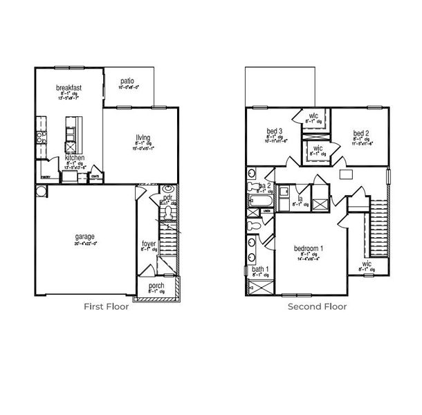 2D floor plan layout of this home in Rice Hope, Port Wentworth, GA (Image 4). 2D floor plan layout of this home in Rice Hope, Port Wentworth, GA (Image 4).