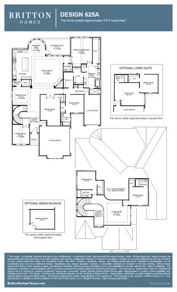 2D floor plan layout for the 625A by Britton Homes in Star Trail, Prosper, TX (Image 3).