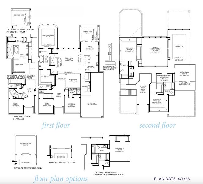 2D floor plan layout for the Messina 4522 by J. Patrick Homes in Colton, Montgomery, TX (Image 2).