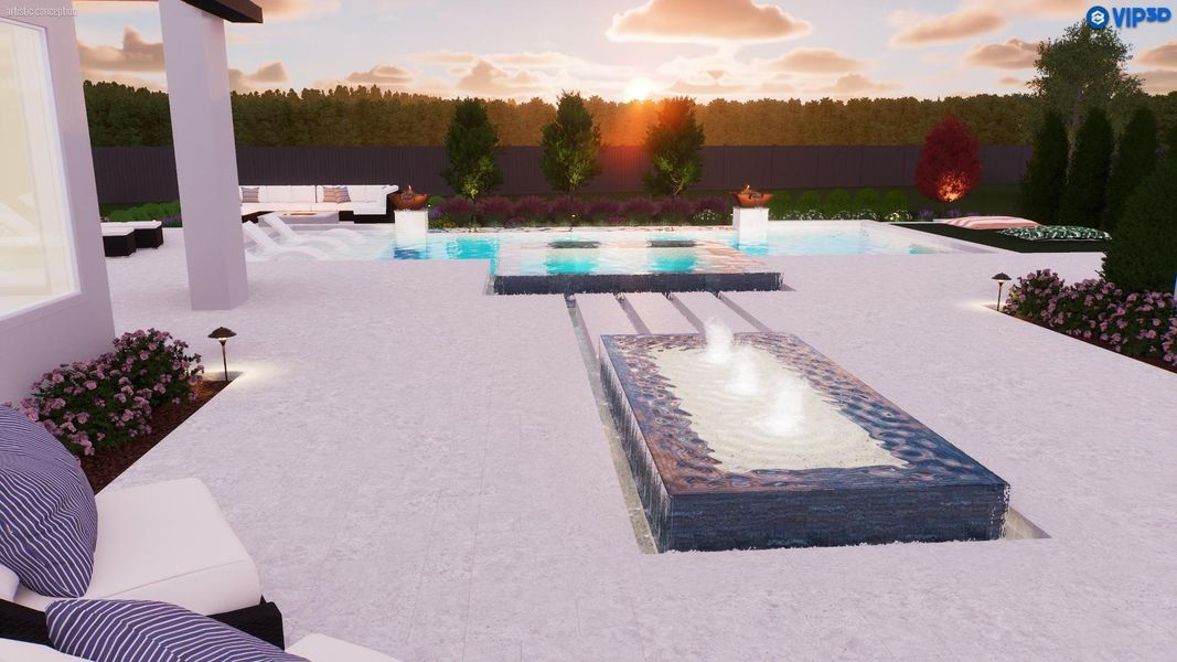 ***Virtual outdoor pool living space rendering*** Not actual backyard