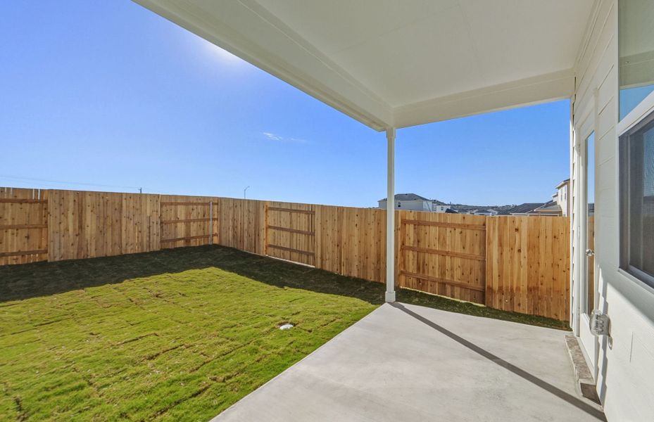 Exterior details and patio area of a home in Sunfield, Buda (Image 27). Exterior details and patio area of a home in Sunfield, Buda (Image 27).