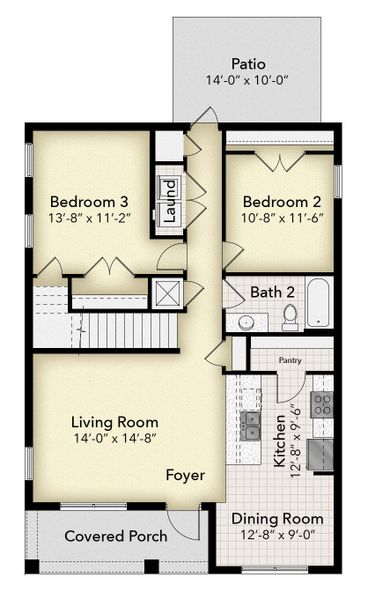 2D floor plan layout for the Plan 1777 by Adams Homes in Rolling Hills, Bell, FL (Image 3).