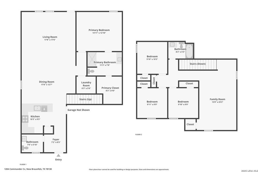 2D floor plan layout of this home in Sky Ranch, New Braunfels, TX (Image 4).