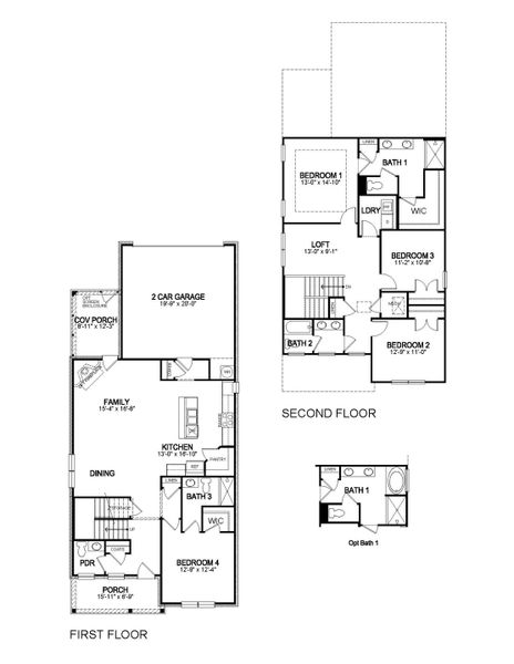 2D floor plan layout for the IRWIN A by D.R. Horton in Harvest Point, Spring Hill, TN (Image 5).