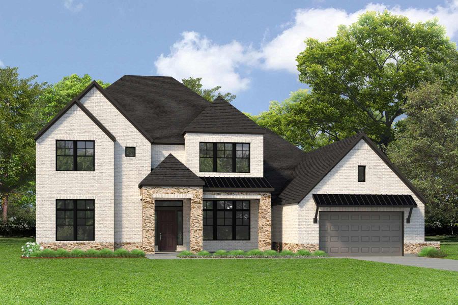 Representative exterior photo of a completed home built from the The Laredo by David Weekley Homes in Briarley, Montgomery, TX (Image 1).