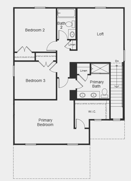2D floor plan layout for the Plan 1808 Modeled by KB Home in Bellina, York, SC (Image 15).