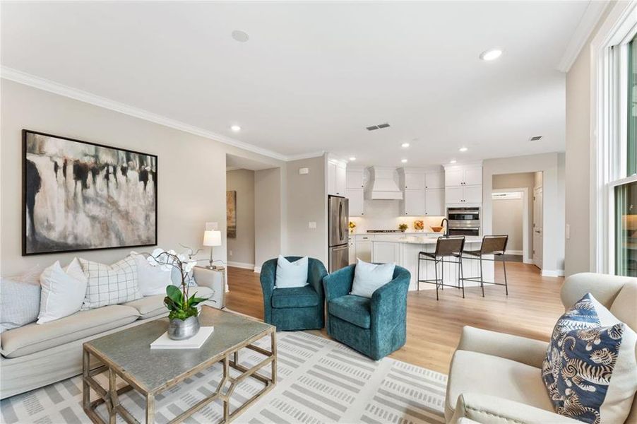 Furnished interior view inside a new home in The Courtyards of Franklin Goldmine, Cumming (Image 13).