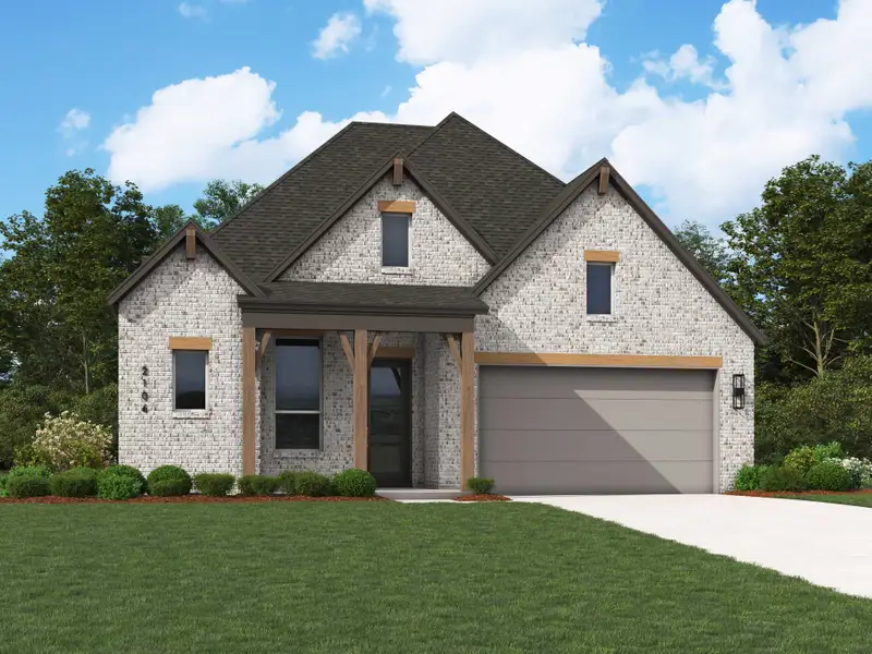 Representative exterior photo of a completed home built from the Alton Plan by Highland Homes in Wildrye, Waller, TX (Image 5).