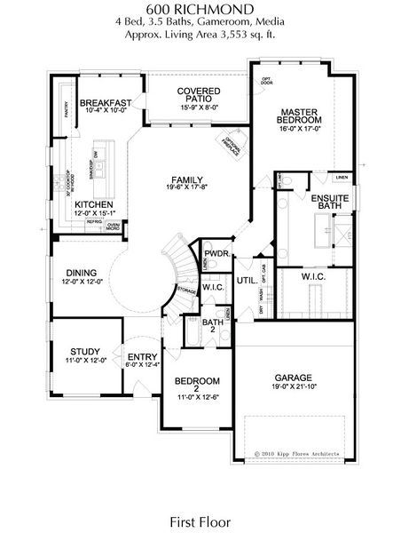 2D floor plan layout for the Richmond by Landon Homes in Estate 64s, Frisco, TX (Image 2). 2D floor plan layout for the Richmond by Landon Homes in Estate 64s, Frisco, TX (Image 2).