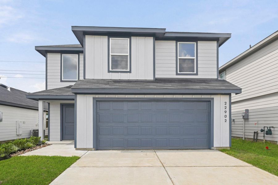 Front exterior of a new home in Sunset Valley, Hockley, TX, highlighting curb appeal (Image 1). Front exterior of a new home in Sunset Valley, Hockley, TX, highlighting curb appeal (Image 1).