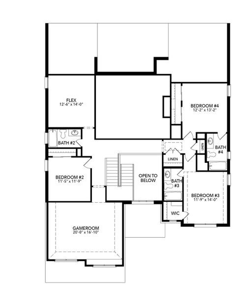 2D floor plan layout for the Sawgrass by Sandlin Homes in Trinity Estates, Benbrook, TX (Image 4).