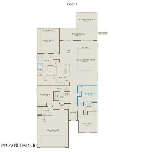2D floor plan layout of this home in Double Branch, Middleburg, FL (Image 3).