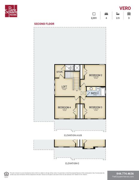 2D floor plan layout of this home in Tamarack at Two Rivers, Zephyrhills, FL (Image 3).