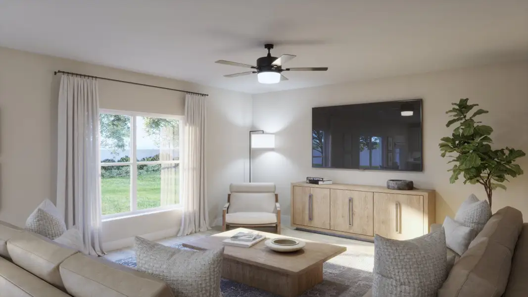 Representative furnished interior of a home built from the Finn by Risewell Homes in The Manors at Hodges Reserve, Howey-in-the-Hills (Image 4). Representative furnished interior of a home built from the Finn by Risewell Homes in The Manors at Hodges Reserve, Howey-in-the-Hills (Image 4).