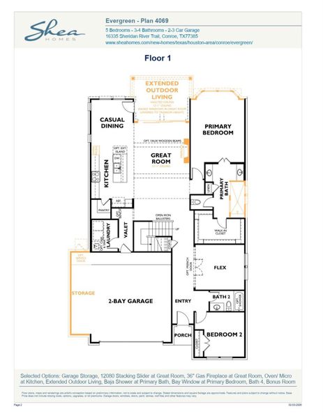 2D floor plan layout of this home in Evergreen 50', Conroe, TX (Image 4).