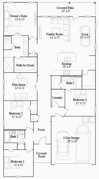 2D floor plan layout of this home in Anniston, Katy, TX (Image 3).