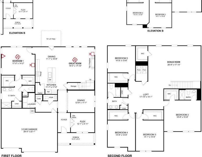 2D floor plan layout for the Pamlico by D.R. Horton in Prairie Pass, Apison, TN (Image 3).