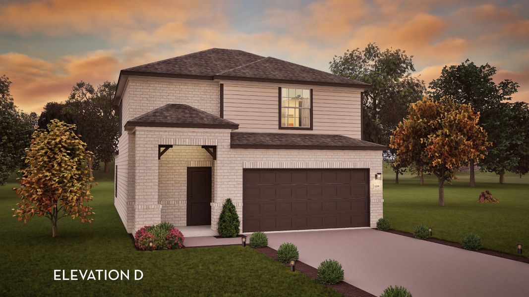 Representative exterior photo of a completed home built from the Elm by CastleRock Communities in Caney Mills, Conroe, TX (Image 1).