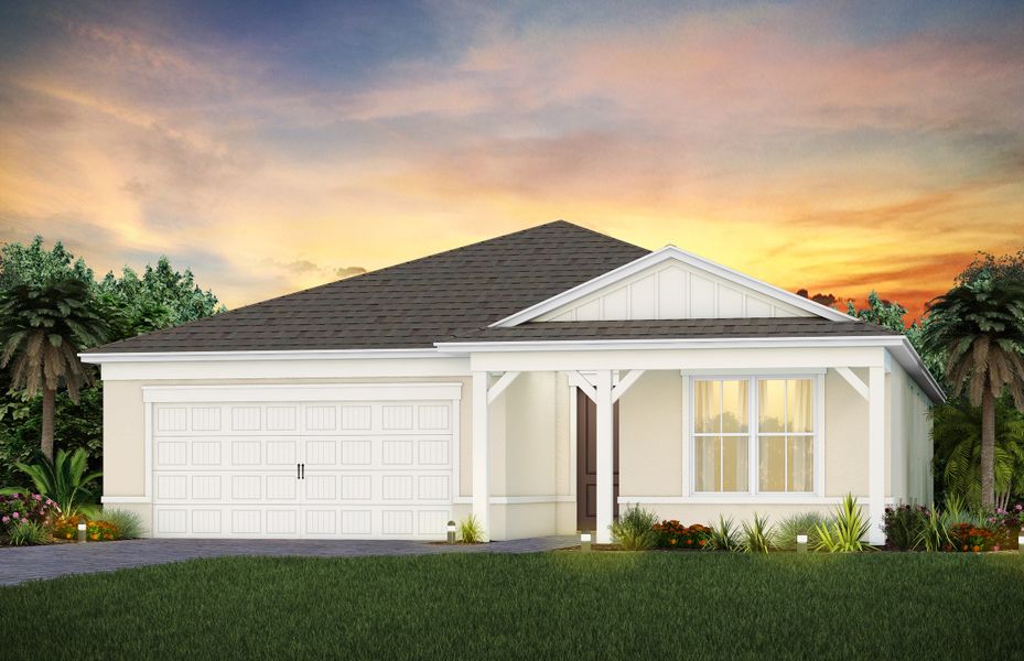 Front exterior of a new home in Del Webb Tradition, Port St. Lucie, FL, highlighting curb appeal (Image 21).