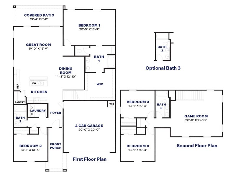 2D floor plan layout for the Ozark by D.R. Horton in Moonlight, Maricopa, AZ (Image 5).