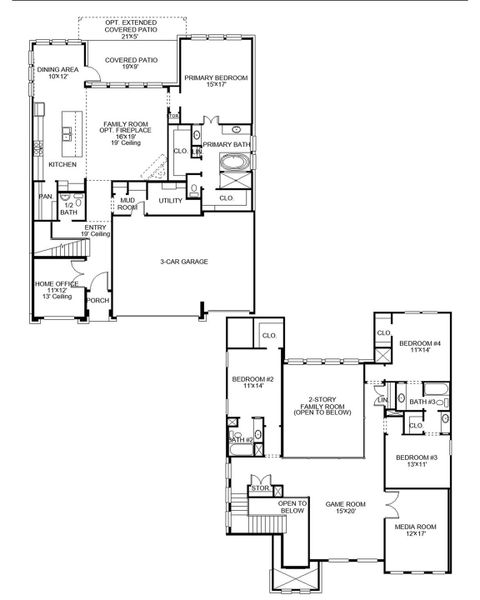 2D floor plan layout of this home in Santa Rita Ranch - Eldorado, Liberty Hill, TX (Image 2).