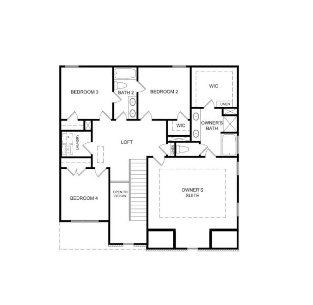 2D floor plan layout for the The Juniper by Direct Residential Communities in Neely Farm, Covington, GA (Image 4).