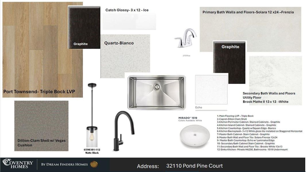 Sample of building materials used in homes in The Meadows at Imperial Oaks, Spring (Image 5).