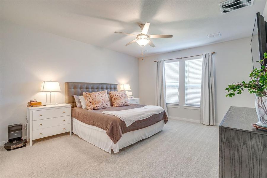 Bedroom featuring carpet and ceiling fan Bedroom featuring carpet and ceiling fan