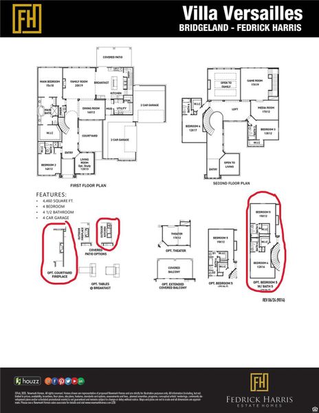 Circled are the floorplan options included in the home. Circled are the floorplan options included in the home.