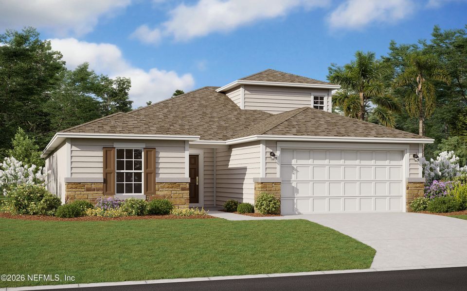Front exterior of a new home in , St. Augustine, FL, highlighting curb appeal (Image 1). Front exterior of a new home in , St. Augustine, FL, highlighting curb appeal (Image 1).