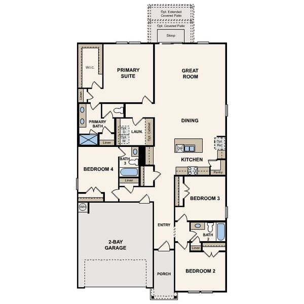 2D floor plan layout of this home in Cinco Lakes, San Antonio, TX (Image 3).